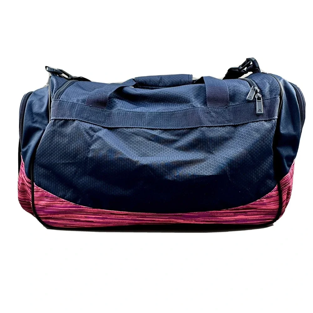 Adidas Defender II Duffel Bag Small Gym Sports Travel Carry On Navy Blue Pink